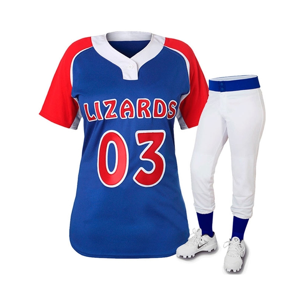 Women Custom Baseball Uniform Set | Red & Blue Women Custom Baseball Uniform Set | Red & Blue